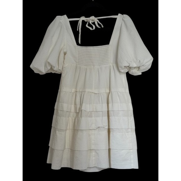 Anthropologie Square neck Puff sleeve Tiered dress Size Small - Picture 3 of 5
